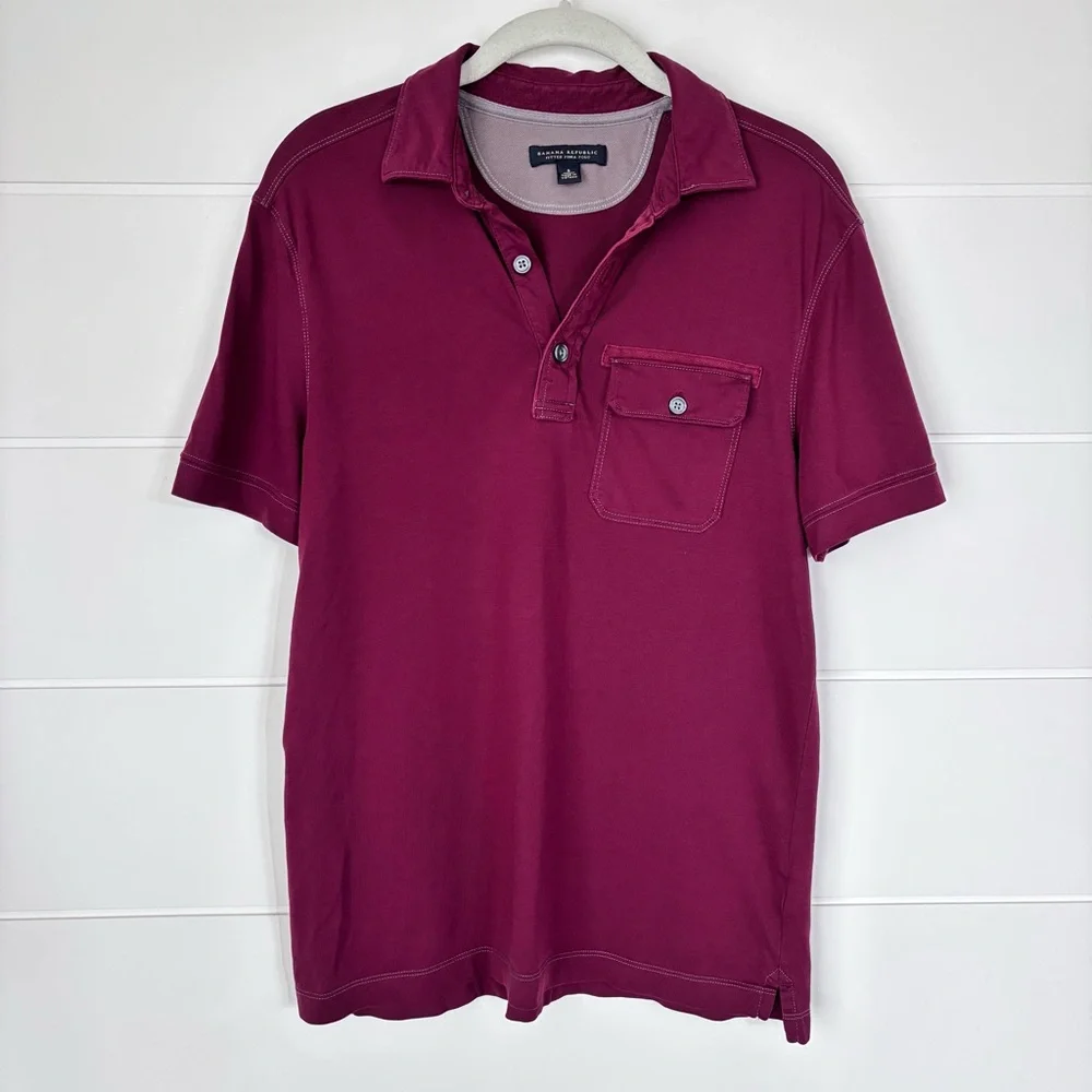 Banana Republic Maroon Red Polo Shirt Classic Short Sleeve Men's Size Small